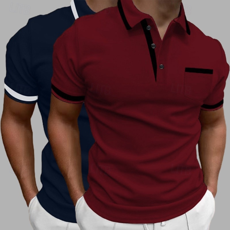 Per uomo Blocco di colori Polo Maglia da golf Manica Corta Bavero Moda Essenziale Confortevole Sport & Outdoor Casuale Athleisure Confezione multipla Tasca Frontale Estate 8# # 4 # 5 del 2026 a $40.99 –P8
