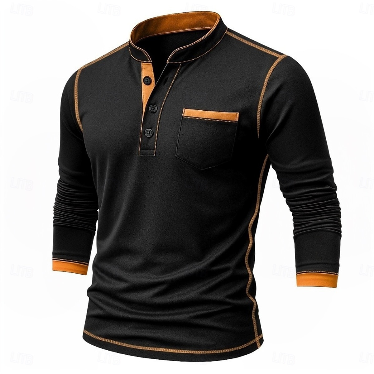 Herren Henley Hemd T-Shirt Henley Oberteil Langarm Einfarbig Einfach Mode Designer Lässig Farbblock Knöpfe Henley Outdoor Lässig Täglich Sommer Frühling Herbst Schwarz Weiß Marineblau Henley T-Shirt 2025 - $22.99 –P1