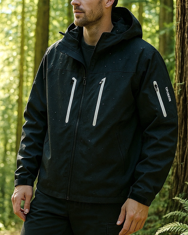 Men's Windbreaker Hiking Jacket Rain Coat Outdoor Waterproof Windproof Lightweight Hiking Outfits Hiking Clothes Spring Autumn / Fall Top Camping / Hiking / Caving Running Black White Dark Purple 2025 - $42.99 –P3