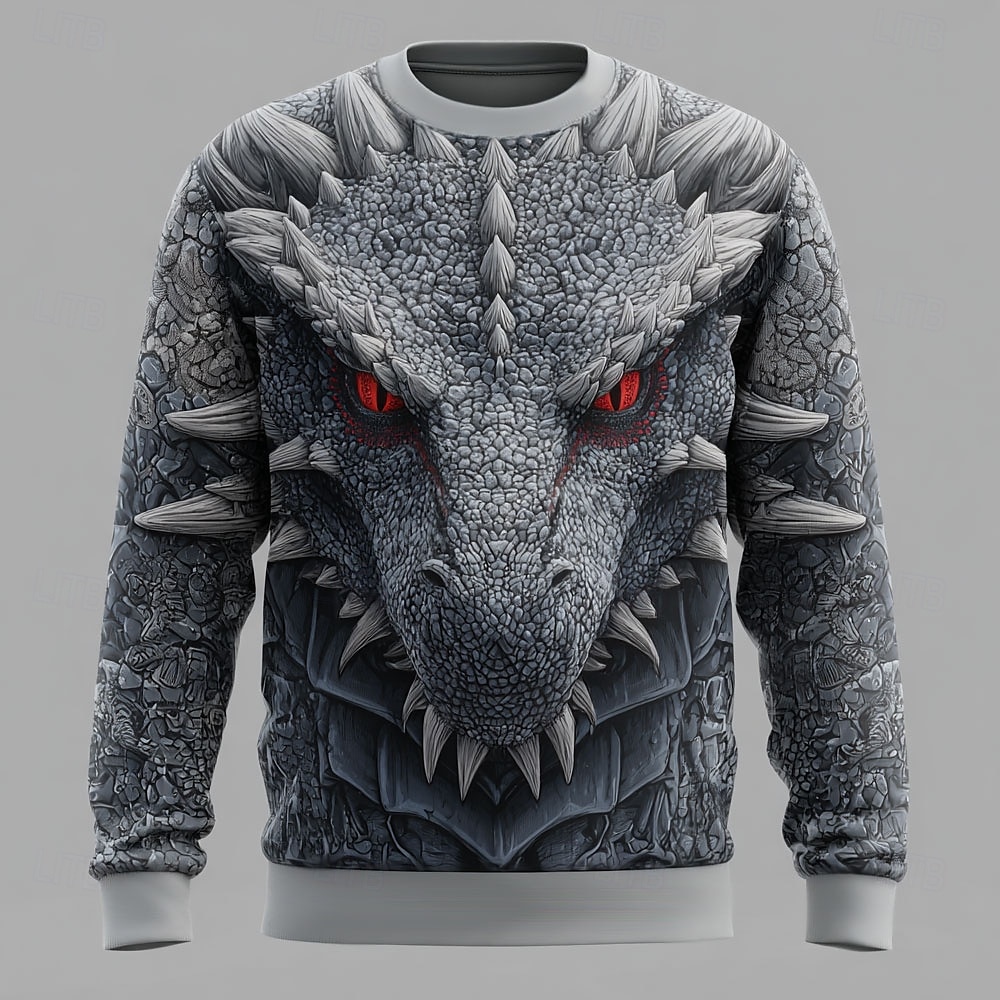 Voor heren Draak 3D Sweatshirt Sweatshirt Lange mouw Trui Strakke ronde hals Casual Punk & Gothic Feest Streetwear 3D Alle seizoenen 2025 - $26.99 –P3
