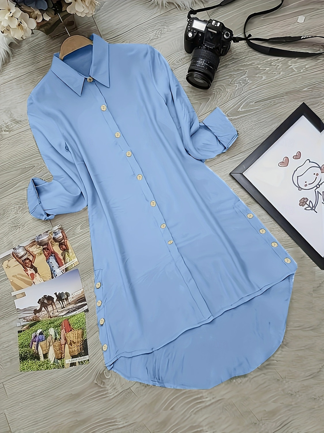 Per donna Mini Abito Abito Camicia Moda Moderno Quotidiano Ferie Uscire Vestibilità comoda Semplice Manica Lunga Colletto a Camicia Blu Verde Albicocca Estate Primavera del 2025 a $27.99 –P1