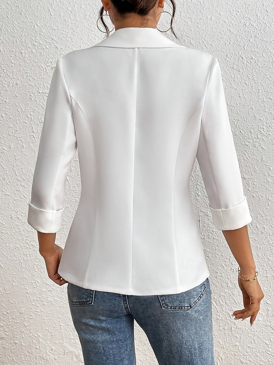 Femmes Blazer Confortable Respirant Avec Poches Occasionnel Uni Bureau Rue Occasionnel Tenue quotidienne Simple Boutonnage Régulier Col Rabattu Coupe régulière manche longue Vêtements d'extérieur de 2025 ? $44.99 –P2