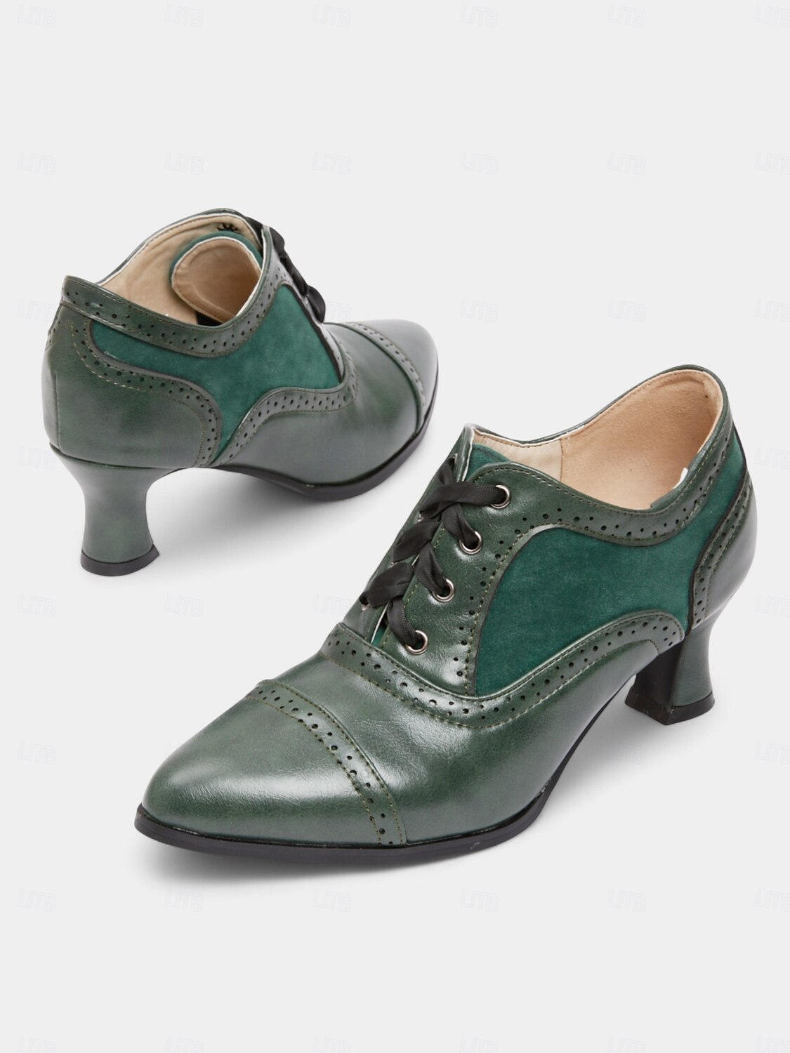 Scarpe col tacco oxford verdi da donna in stile edoardiano – scarpe eleganti vittoriane con tacco medio, stringate e dettagli brogue, degli anni 1900-1910, perfette per tea party, cosplay ed eventi storici. del 2025 a $54.99 –P3