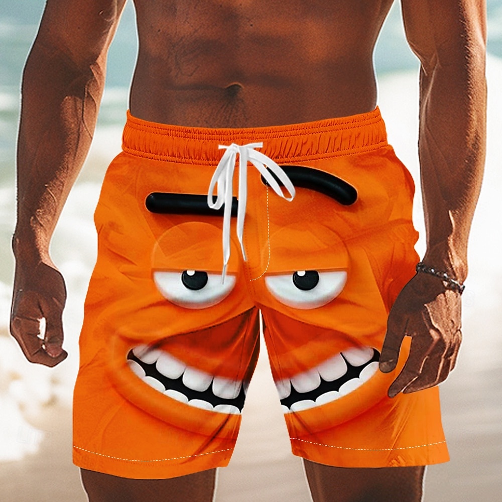 Men's 3D Cartoon Smile Face Swim Trunks Swim Shorts Board Shorts Mid Waist Funny Outdoor Vacation Dailywear Side Pockets Mesh Lining Elastic Drawstring Waist Designer Clothing Apparel 2025 - $19.99 –P2