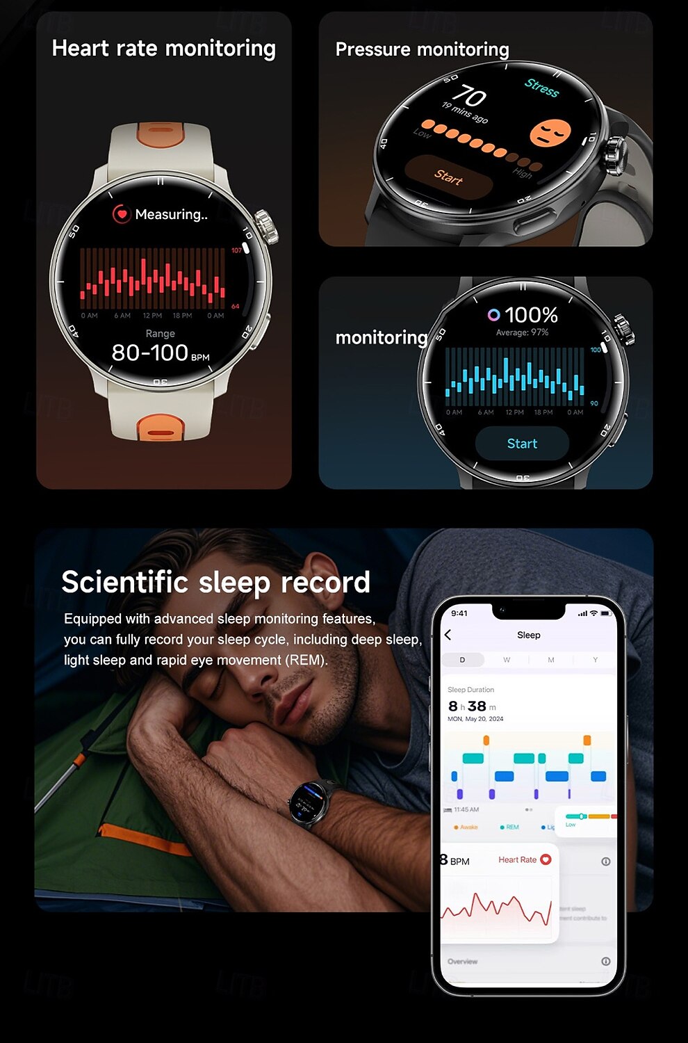 S666R Montre intelligente 1.43 pouce Smartwatch Montre Connectée Bluetooth Podomètre Rappel d'appel Moniteur d'Activité Compatible avec Android iOS Hommes GPS Longue Veille Étanche IP68 Boîtier de de 2025 ? $68.99 –P11