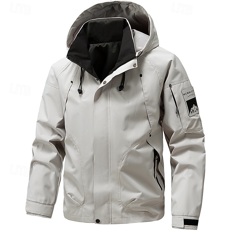 Bărbați Palton Sport Haină ploaie Μπουφάν πεζοπορίας În aer liber Casual Impermeabil Αντιανεμικό Fermoar Buzunar Primăvara & toamnă Culoare solidă Modă Șic Stradă Capișon Regulat Negru Alb Galben 2026 - $41.99 –P6