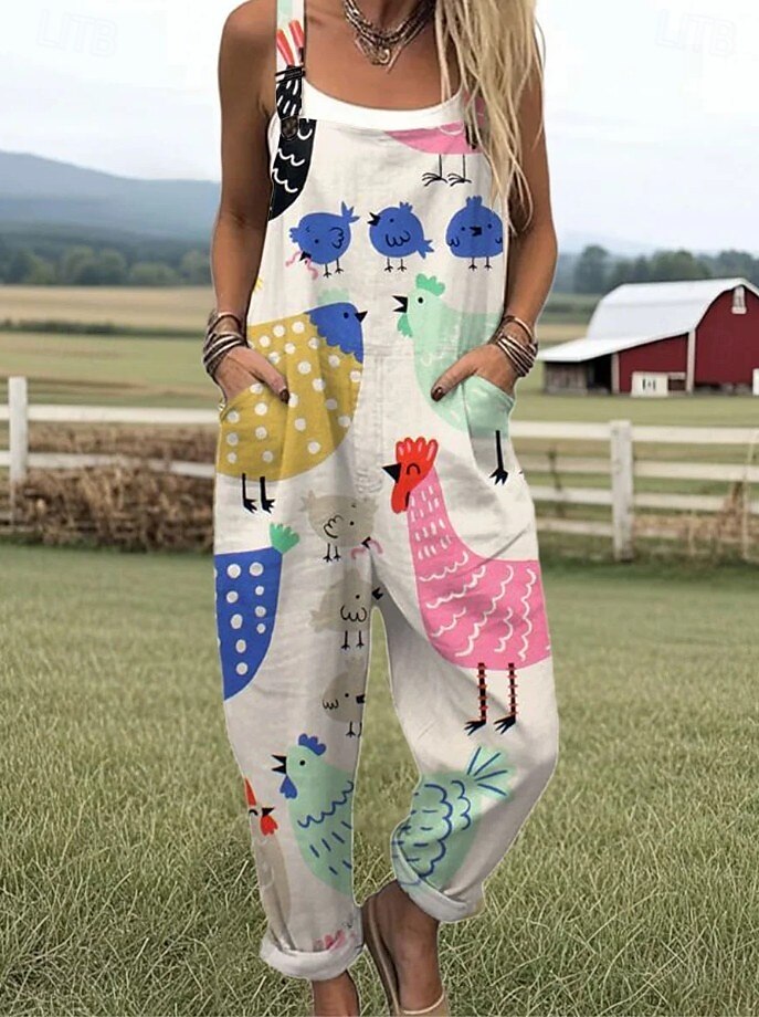 Women's Romper Active Graphic Sleeveless Buttons Vacation Street Loose Fit White Yellow Pink Summer 2025 - $34.99 –P2