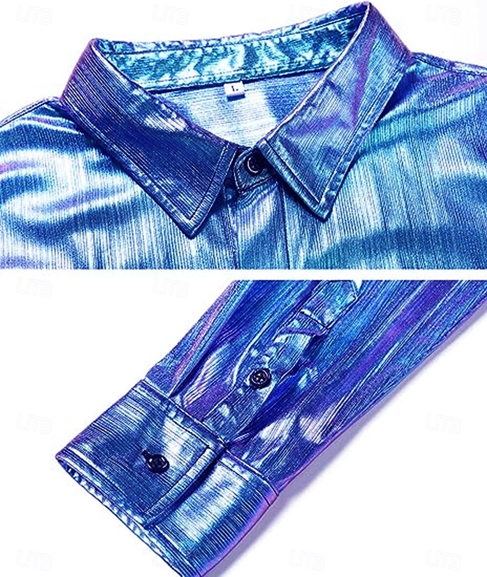 Disco Anni '80 Metallico Lucido Blusa / Camicia Mascherata Disco Tinta unica Per uomo Costume di Carnevale Mascherata Festa / Sera Parata dell'Orgoglio Mese dell'orgoglio Adulti Camicia del 2025 a $22.99 –P4