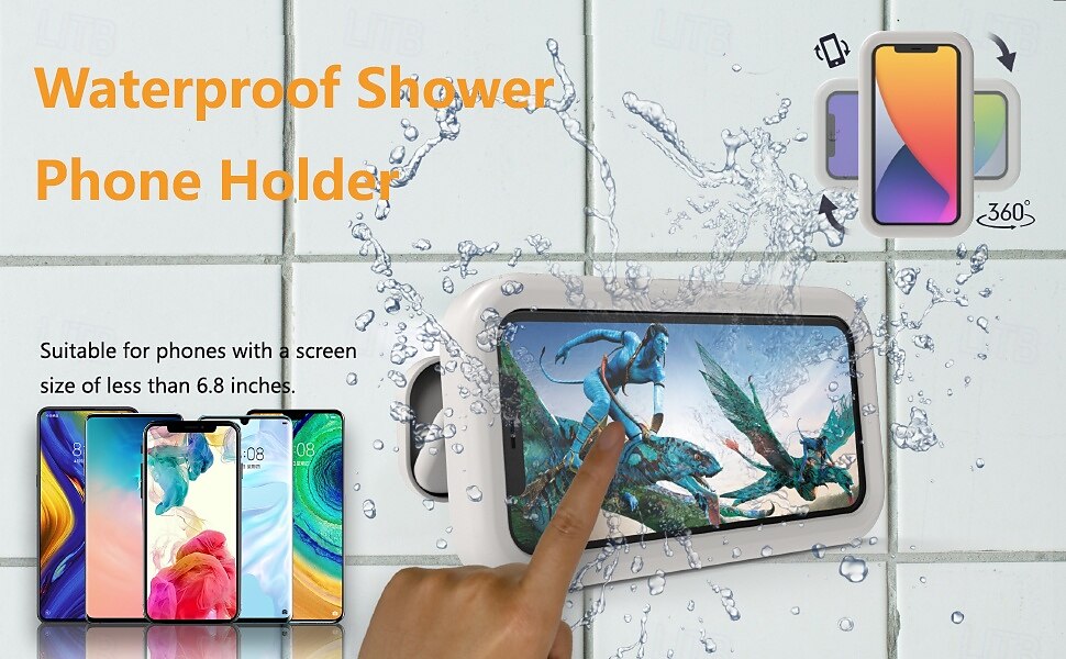 360 Rotatable Retractable Adjustable Shower Phone Case HolderAnti-fog HD & sensitive screen Wall Mounted Phone Holder for Bathroom Mirror Bathtub KitchenShower Accessories for 4-7 Phones 2025 - $9.99 –P1