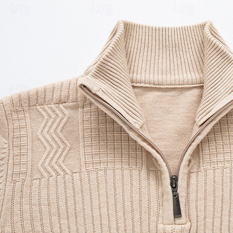 Herren Pullover Pullover mit Viertelreißverschluss Strickpullover Zopfmuster Stricken Normale Oberteile Gestrickt Einfach Viertelreißverschluss Mode Lässig Urlaub Alltagskleidung Bekleidung Herbst 2025 - $22.99 –P7