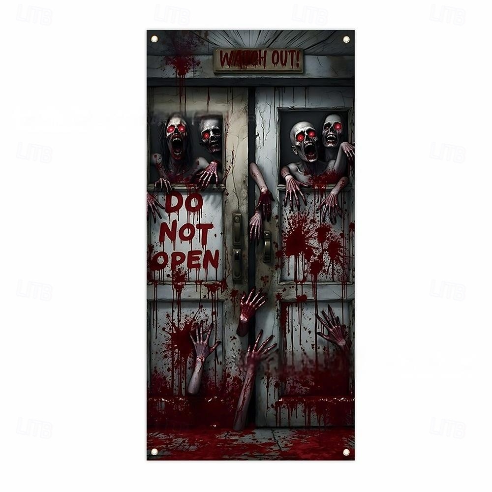 dekoracja na drzwi na Halloween, zasłona na drzwi wejściowe, latające nietoperze na miotle na Halloween, postrzępiony dolny wyświetlacz 2025 - $9.99 –P1