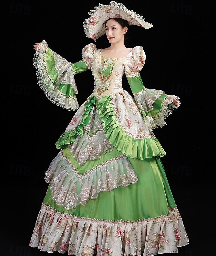 ancien Rococo Renaissance Maxi Robe Normal Juliette Princesse Mariée Plissé Volanté Princesse Col rond Déguisement Femmes Halloween Carnaval Mascarade Soirée Halloween Performance Adultes de 2026 ? $263.59 –P3