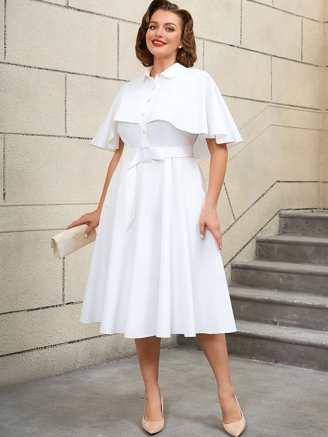 Retro Vintage 1950s Rockabilly Midi A Line Dress Flare Dress Plus Size A-Line Women's Vacation Homecoming Party & Evening Adults Dress Belt Spring & Summer 2025 - $66.99 –P7
