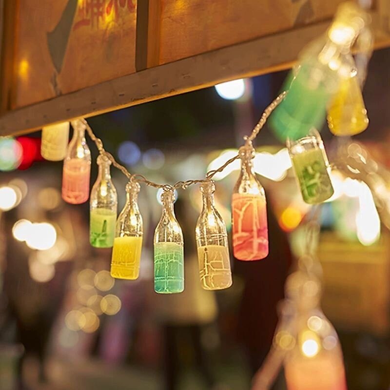 Barra LED con luci d'atmosfera da 2 m e 10 LED, alimentata a batteria, bottiglia di birra, bottiglia dei desideri, luci fatate, campeggio, festa, casa, balcone, giardino, Natale, Capodanno, del 2025 a $10.99 –P10