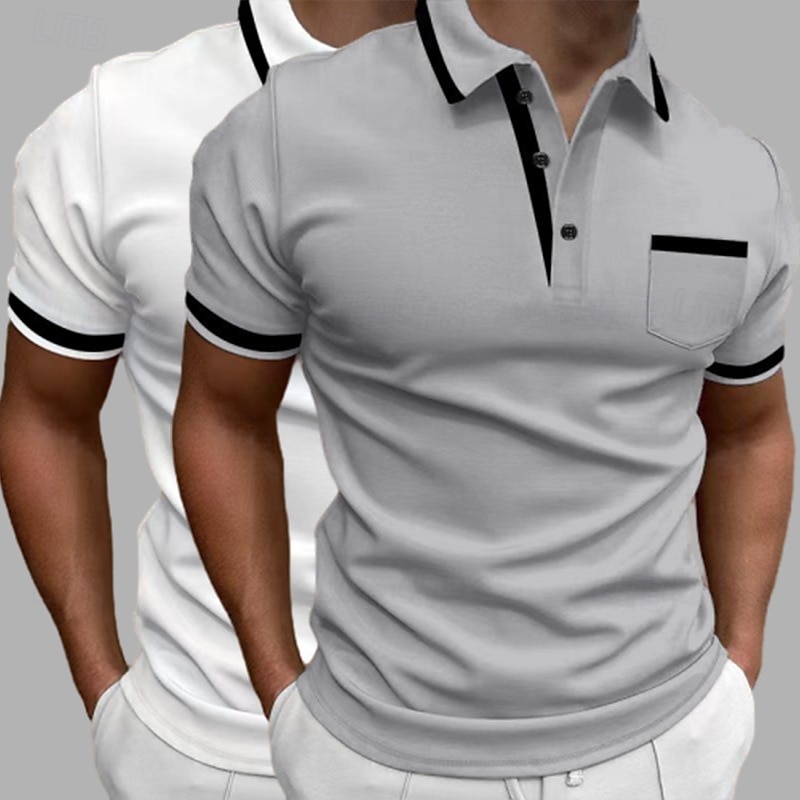 Per uomo Blocco di colori Polo Maglia da golf Manica Corta Bavero Moda Essenziale Confortevole Sport & Outdoor Casuale Athleisure Confezione multipla Tasca Frontale Estate 8# # 4 # 5 del 2026 a $40.99 –P5