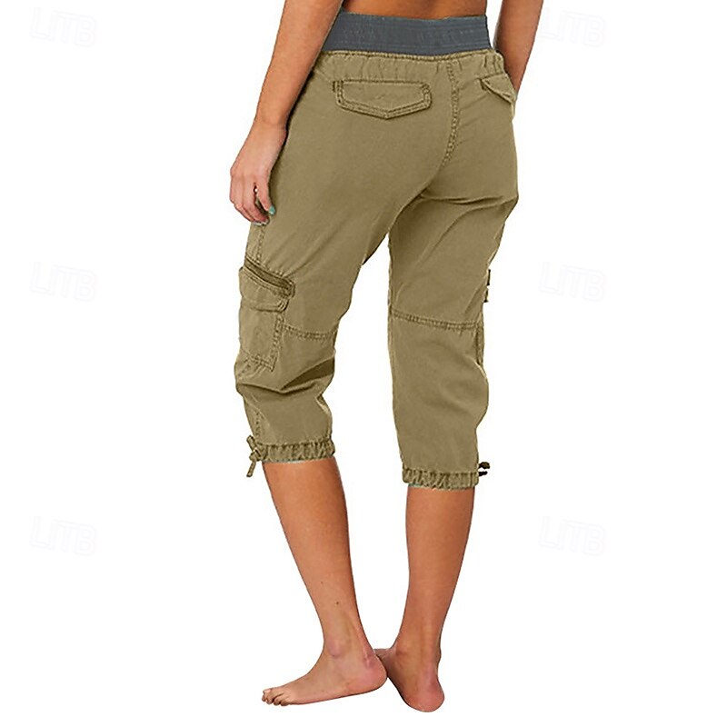 Femmes Pantalons Cargo Pantalons de randonnée Extérieur Coupe régulière Respirant Bas Avec Poches Noir Vert Véronèse Coton Camping / Randonnée Course S M L XL XXL de 2025 ? $22.99 –P7
