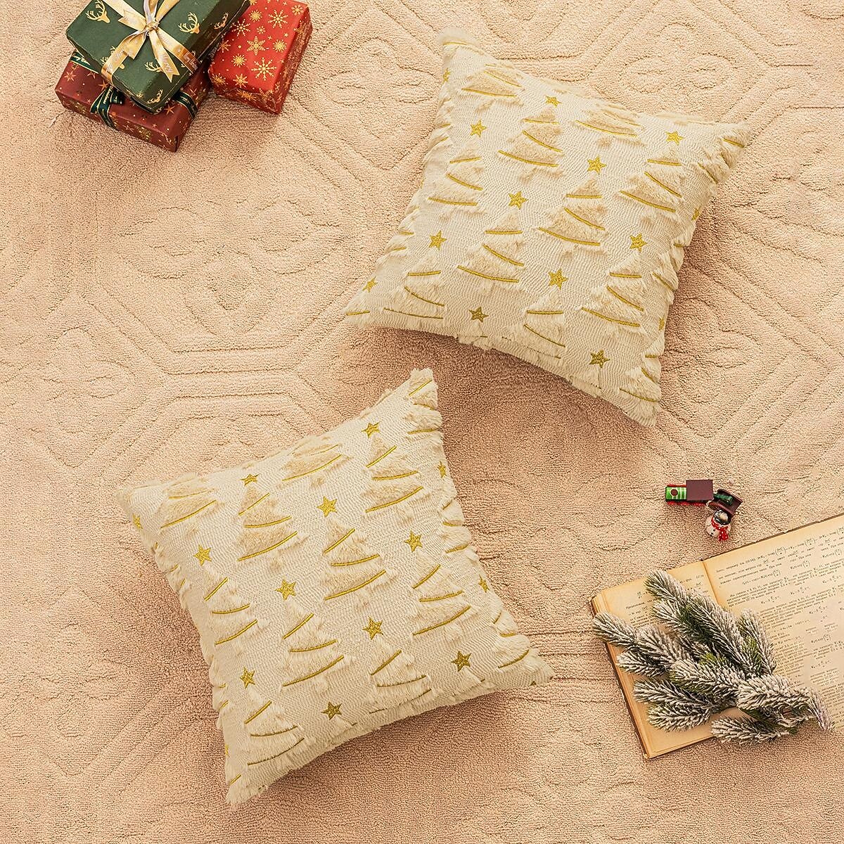 1 housse de coussin de Noël, style bohème décontracté, fermeture éclair carrée, classique et traditionnel de 2025 ? $15.99 –P3