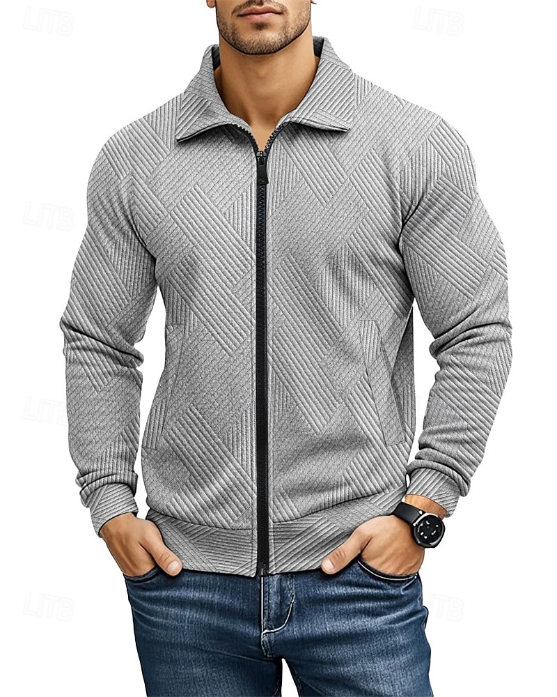 Homme Veste Légère Veste Décontractée Vacances Quotidien Respirabilité Avec Poches Jacquard Printemps Automne Uni Mode Classique Revers Régulier Noir Blanche bleu marine Kaki Gris Claire Veste de 2025 ? $29.99 –P16