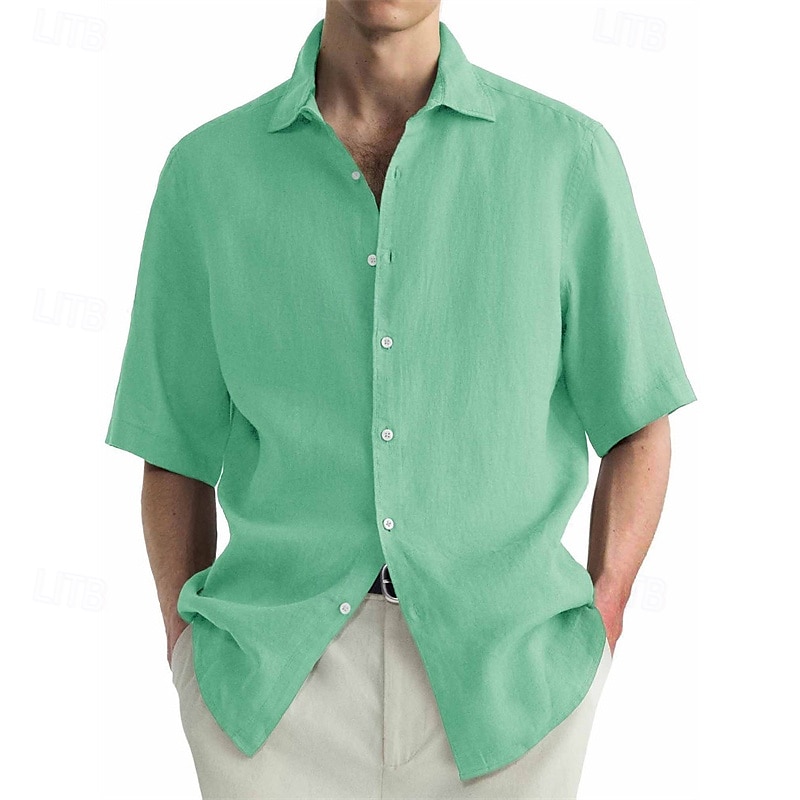 Herren Hemd Sommerhemd Freizeithemd Strandhemd Knopfhemd Schwarz Weiß Hellgrün Rosa Wein Kurzarm Einfach Revers Urlaub Hawaiianisch Bekleidung 100% Baumwolle Mode Lässig Bequem 2025 - $25.99 –P11