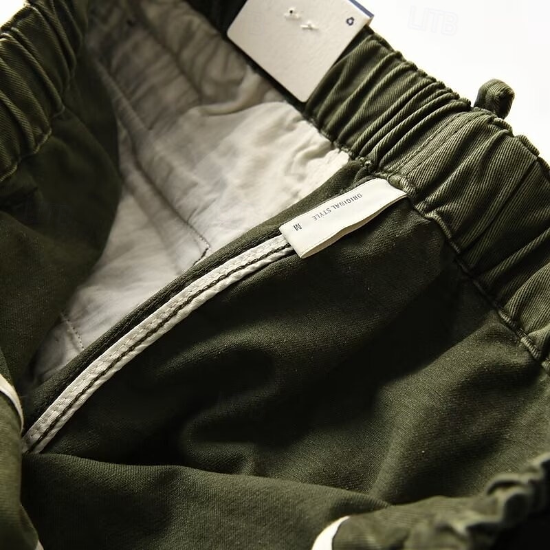 Homens Calças Cargo Calças Cintura elástica Com Cordão Bolso multi Tecido Vestível Ao ar livre Diário Acampar e Caminhar Moda Clássico Verde Cáqui de 2025 por $28.99 –P10
