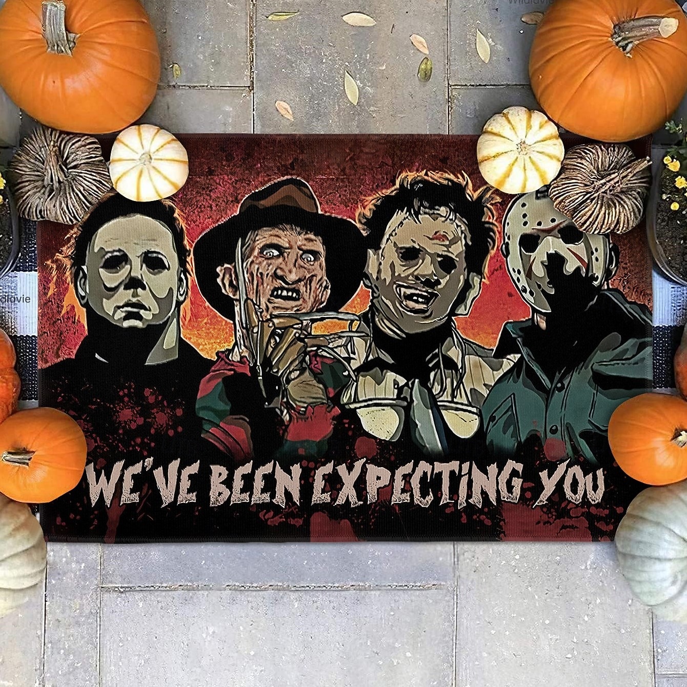 1ks halloweenská rohožka ke dveřím s hororovými postavičkami - protiskluzová, super savá, pratelná polyesterová koupelnová předložka pro vnitřní i venkovní použití 2025 - $10.99 –P5