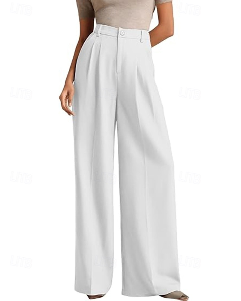 Dam Brett skaft Byxor Streetwear Ledigt Fullängd Naturlig Slät Elastisk midja Bekväm Gata Helgdag Dagliga kläder Aprikos Grå Svart Vit Höst Normal 2026 - $32.99 –P6