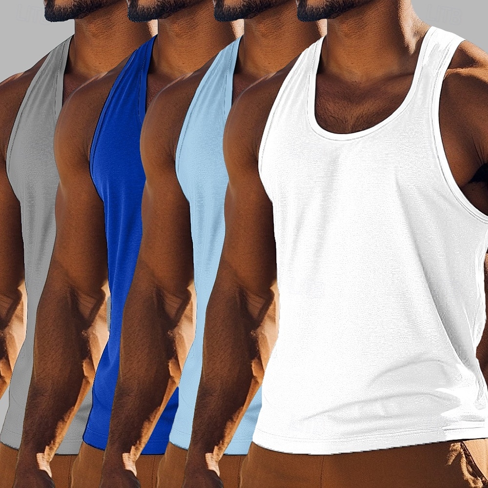 Hombre Camiseta sin mangas Chaleco Camisetas Interiores Camisa sin mangas Sin Mangas Cuello redondo Cuchara Verano Color sólido Plano Moda Básico Clásico 4 Piezas Calle Casual Deportes A B C Camiseta 2025 - $37.99 –P4