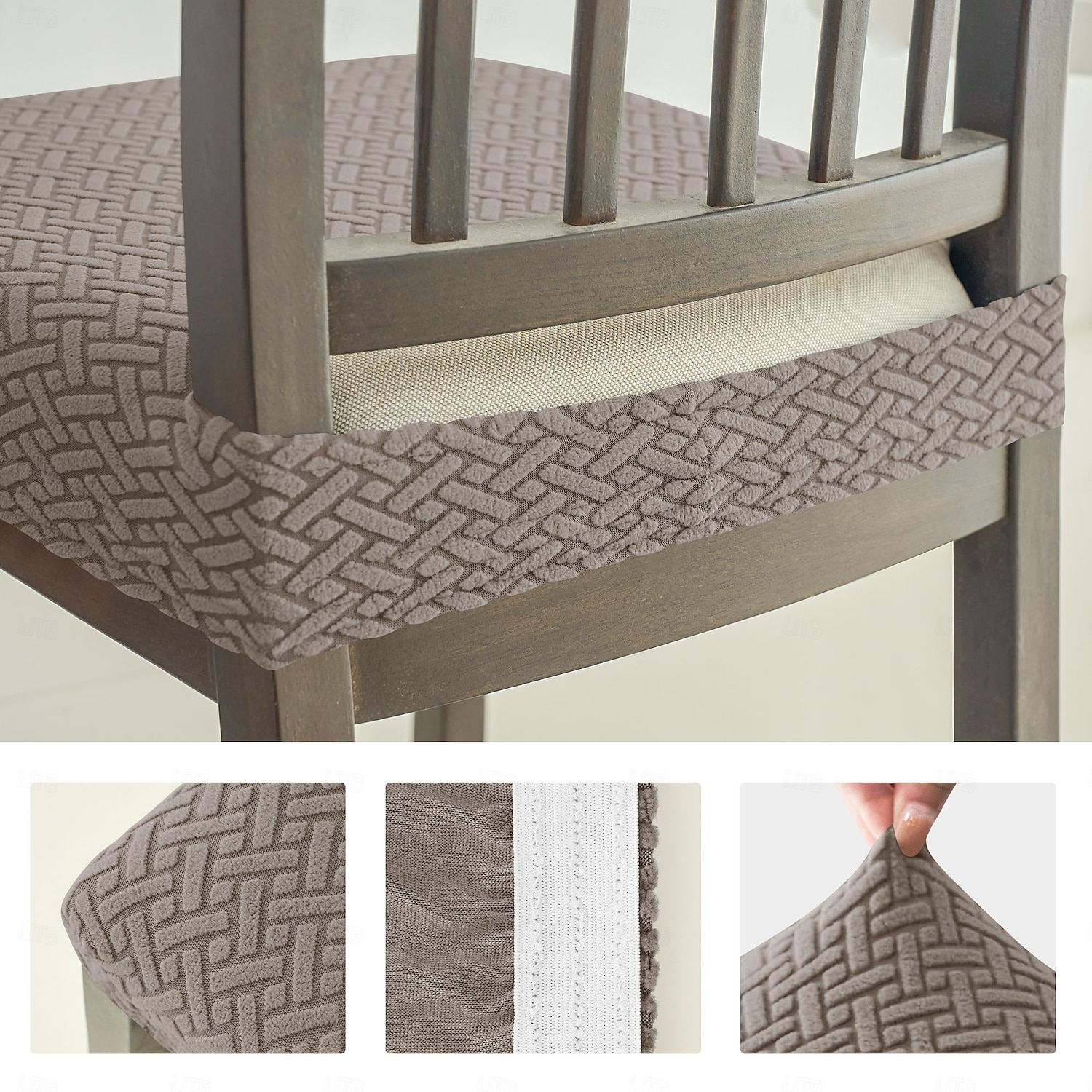 1/4/6 db-os jacquard széküléspárna csúszásgátló huzat, nyújtható és levehető ülésvédő, csúszásgátló bútorhuzat étkezőbe, irodába vagy otthoni használatra 2025 - $10.99 –P3