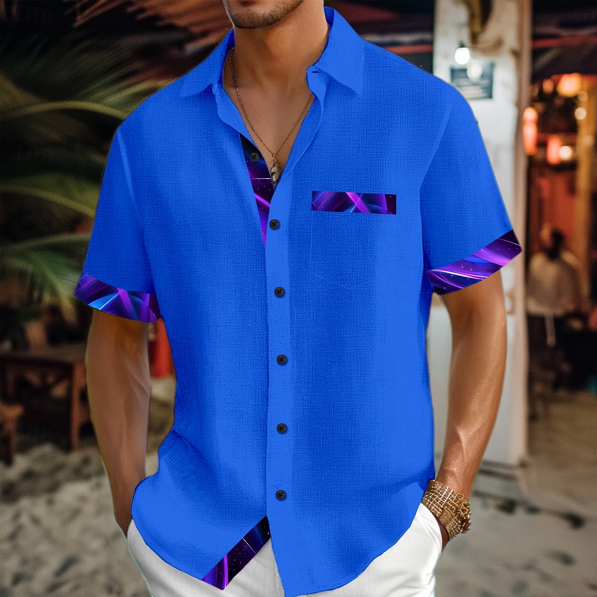 Miesten Paita Pellava paita Kesä paita Rantapaita Button Up paita Kausaliteetti Pyhäpäivä Musta Sininen Purppura Apila Lyhythihainen Sänkyjen avaus Kesä Vaatetus Edessä tasku 2026 - $26.99 –P9