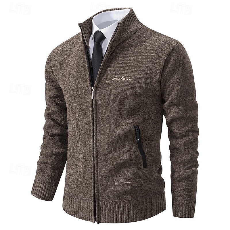 Per uomo Felpa Maglione elegante Cardigan Maglione con Zip Maglione a maglia A Coste Maglia Top Regolari Lavorato a maglia A coste Semplice Colletto Mao Moda Scialli Casuale Abbigliamento quotidiano del 2025 a $27.99 –P5
