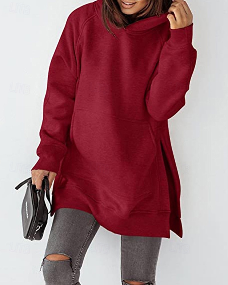 Dame Pullover hettegenser-genser عادي Gatemote Fritid Langermet Med hette Vanlige topper Gate Ferie Lomme Svart Rosa Vin Beige Lyseblå Vinter 2025 - $23.99 –P10