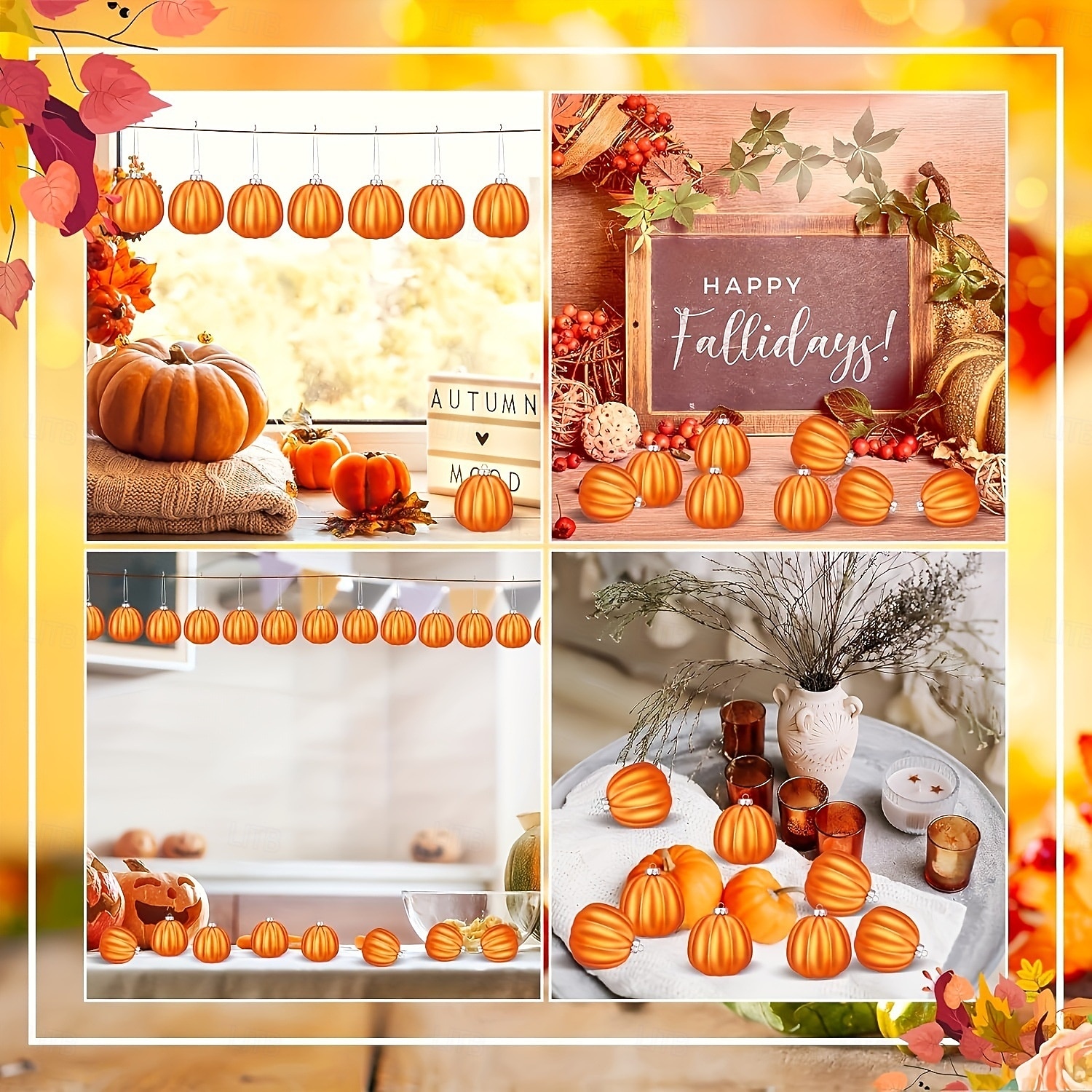 24 stk. hengende halloween gresskarpynt mini høst-Thanksgiving-ballpynt, 5 cm rustikke gresskarkuler i gårdshusstil til høsttre, girlander, borddekorasjon eller høytidsdekor. 2025 - $12.99 –P2