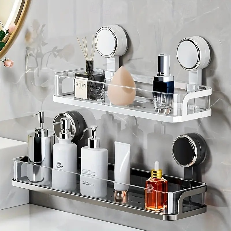 mensola da bagno con ventosa montata a parete, mensola impermeabile per cosmetici con drenaggio, perfetta per il bagno &organizzazione della cucina del 2025 a $29.99 –P1