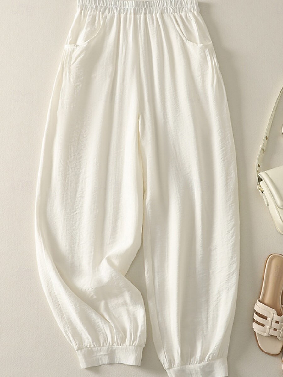 Damen Chinos Haremshose Vintage Ethno-Stil Basic Knöchellang Hohe Taille Einfach Tasche Kordelzug Komfort Außenbereich Dehnbar Urlaub Straße Täglich Schwarz Beige Kaffee Sommer Frühling Normale 2025 - $34.99 –P2