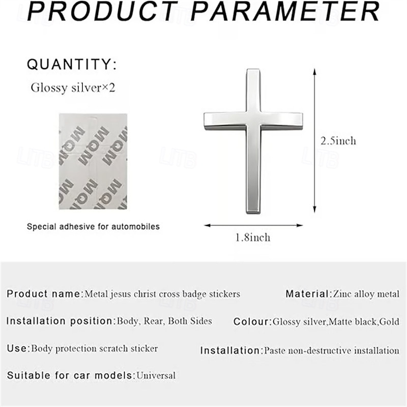 Lot de 4 autocollants en métal représentant une croix de Jésus-Christ, emblème en métal 3D pour voiture, moto, vélo électrique, décoration de logo arrière pour modification de véhicule de 2025 ? $17.49 –P3