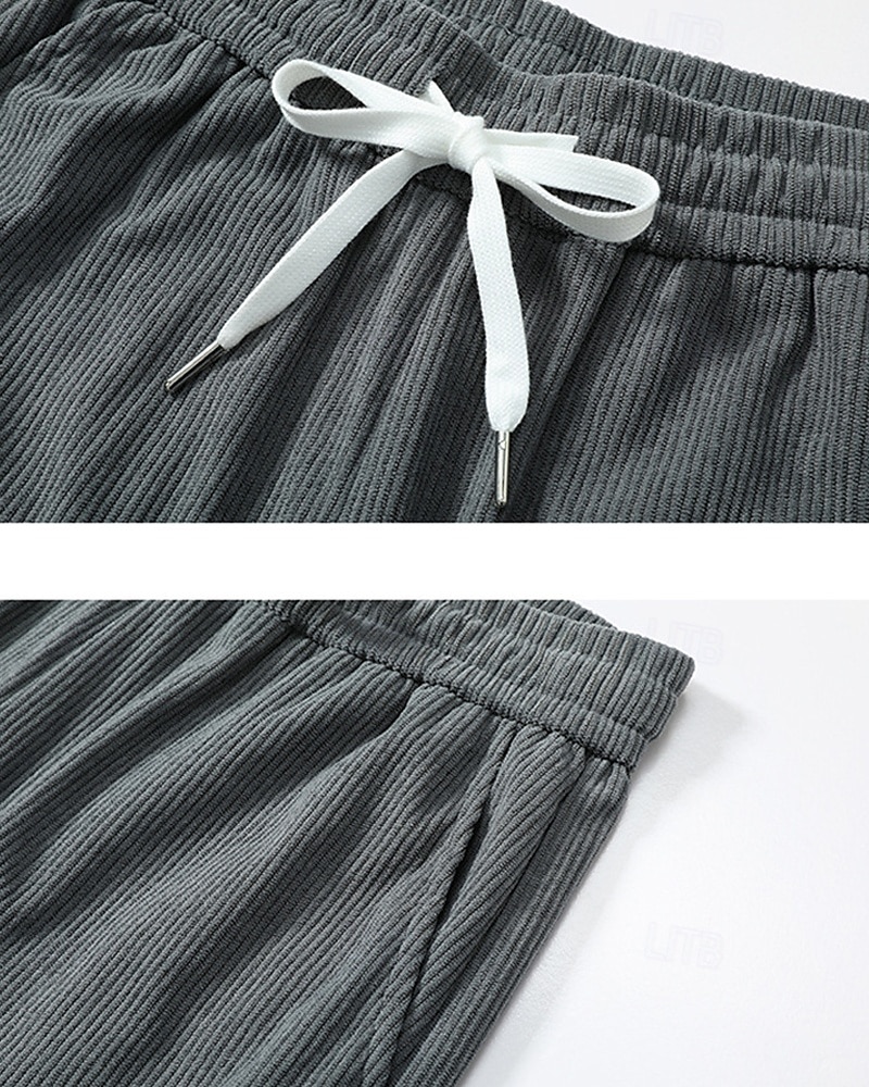 Homens Calças de Veludo Calças Calça casual Bolsos Cintura elástica Com Cordão Tecido Conforto Esportes Diário Moda Casual Preto Branco Micro-Elástica de 2025 por $26.99 –P6
