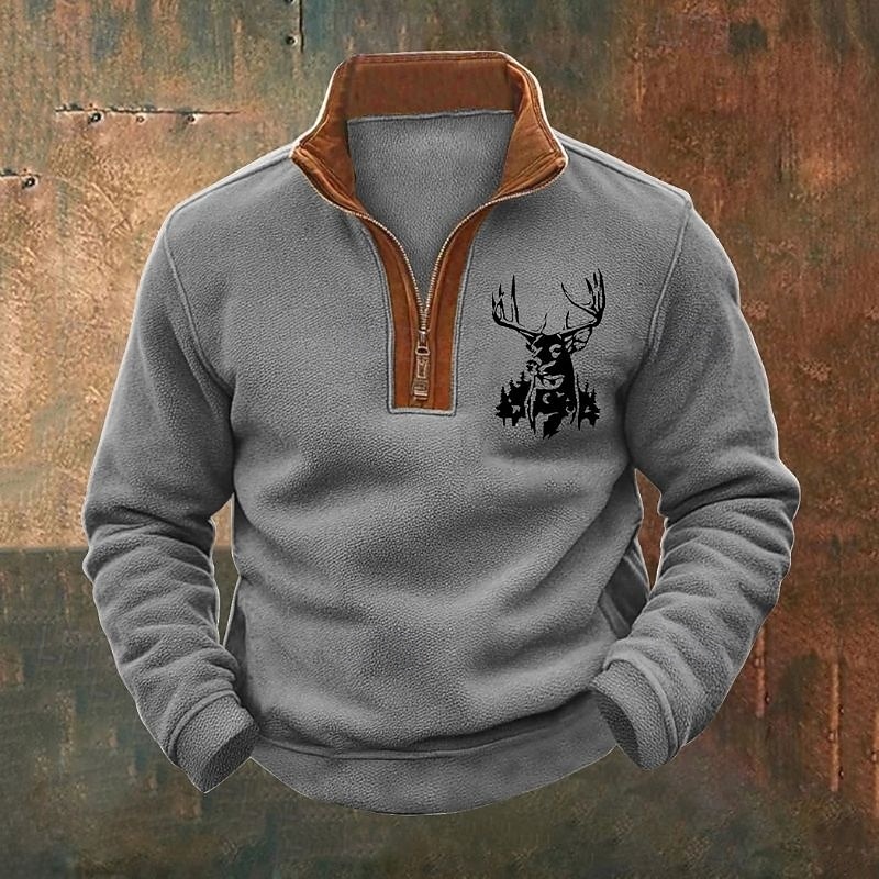 Męskie Bluza dresowa Bluza z zamkiem błyskawicznym Czarny Szary Pół zamek Kolorowy blok Renifer Zamek błyskawiczny do połowy Nadruk Sport i turystyka Codzienny Święto Zabytkowe Moda miejska Codzienny 2026 - $28.99 –P1