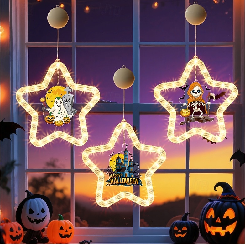 1 ks 27,6 cm halloween netopýr duch čaroděj klobouk dýně černá kočka netopýr přísavka led přísavka okenní světlo párty okno vnitřní atmosféra dekorativní světlo aaa baterie box teplé světlo běžící 2025 - $15.99 –P6