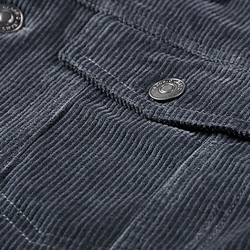 Men's Corduroy Jacket Cargo Jacket Casual Jacket Vacation Daily Pocket Fall Winter Plain Fashion Classic Lapel Regular Black Khaki Coffee Gray Jacket 2025 - $68.99 –P7