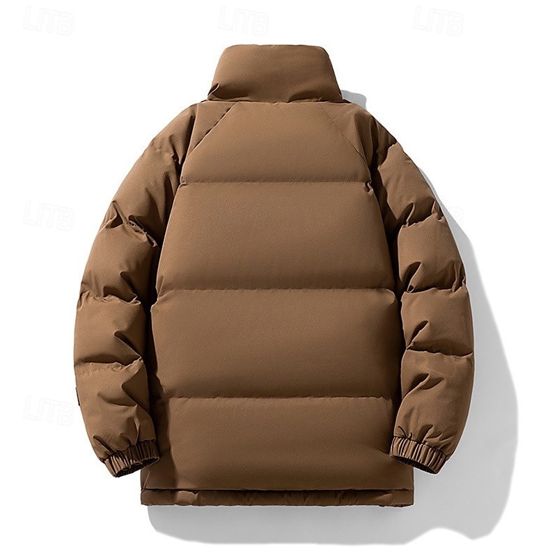 Herre Fleece-jakke Pufferjakke Vinterjakke Vinter utendørs Lapper Hold Varm Topper Mørkegrå Svart Hvit kaffe 2025 - $39.99 –P2
