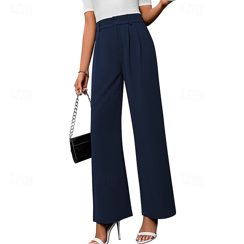 Per donna Gamba larga Pantaloni Eleganti Streetwear Casual Lunghezza intera Naturale Semplice Elastico in vita Confortevole All'aperto Vacanza Ferie Marrone rossastro Rosso violaceo Cenere Grigio del 2025 a $27.99 –P8