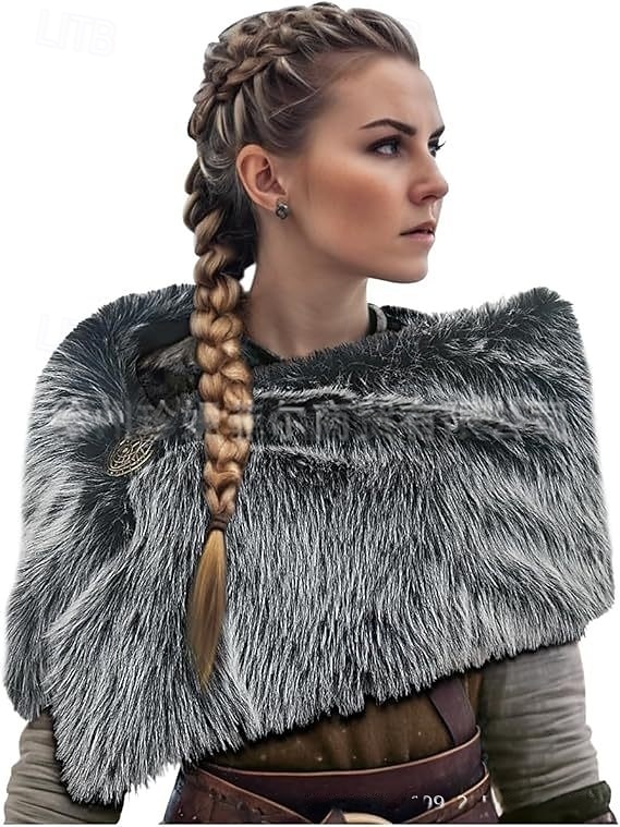 Retro Vintage Mittelalterlich Renaissance Umhang Schals Kunstpelzkostüm Krieger Wikinger Kostüm Damen Vikinger Halloween Karneval Leistung Party LARP Erwachsene Schal 2025 - $32.99 –P5