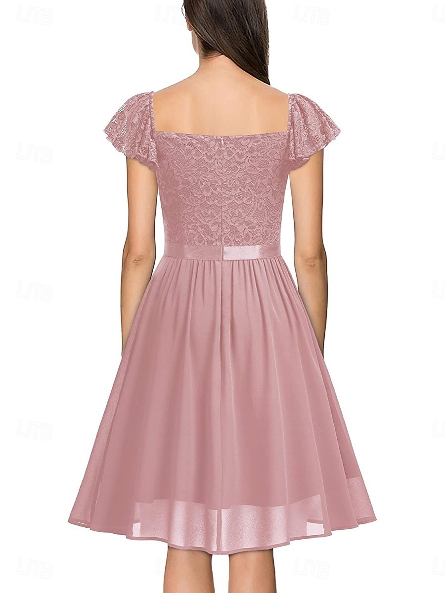 Damskie Sukienka mini Koronkowa sukienka Sukienka koktajlowa Sukienka dla gościa weselnego Szyfon Elegancja Moda Nowoczesny Na zewnątrz Spotkanie towarzyskie Regularny Równina Krótki rękaw W serek 2025 - $26.09 –P15