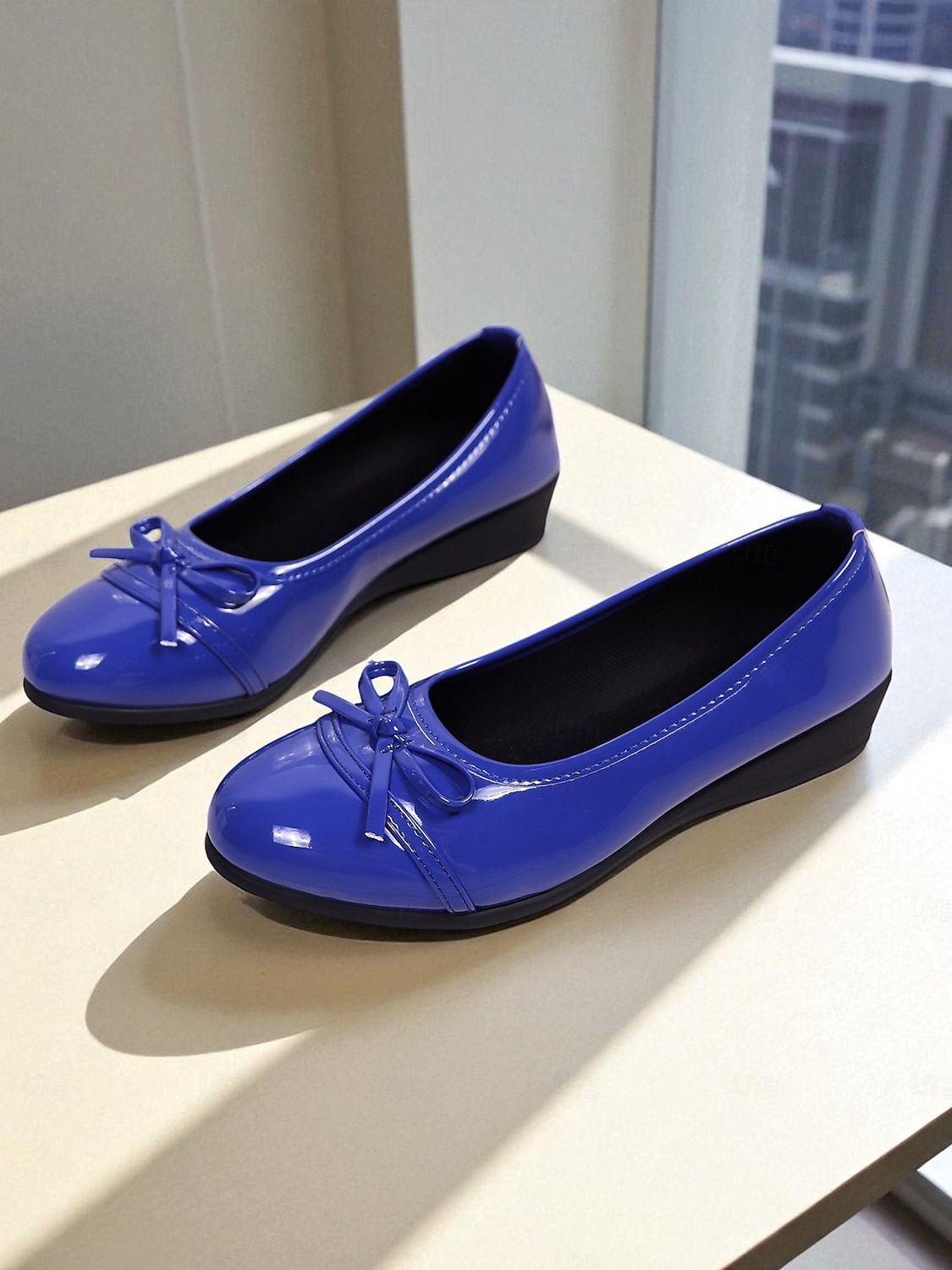 sapatilhas femininas de couro envernizado vermelho com laço - sapatos sociais clássicos de bico redondo e sem cadarço para adolescentes e mulheres, ideais para a escola, trabalho e roupas casuais do de 2025 por $19.99 –P9