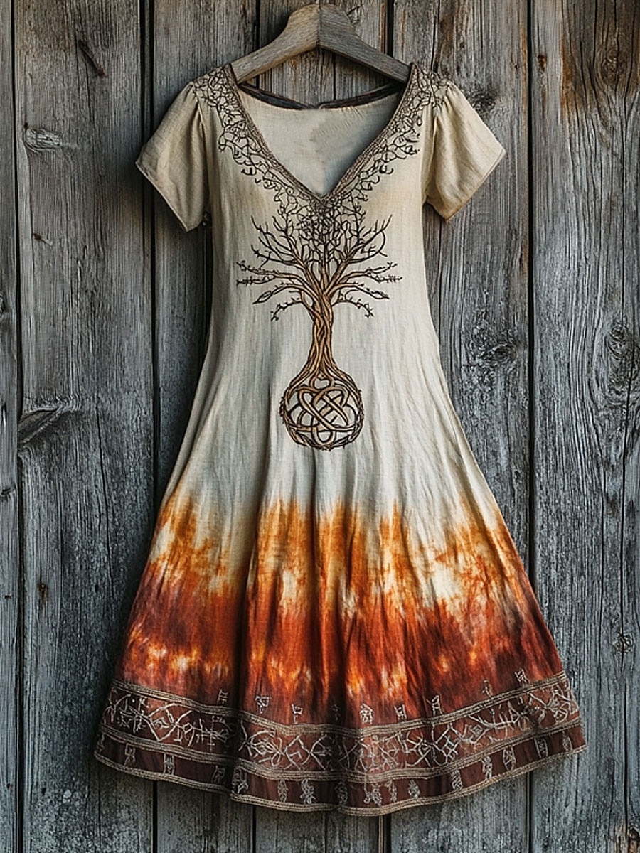 Musikfestival Damen Midi Kleid Boho Lässiges Kleid T-Shirt Kleid Tee Kleid Sommerkleid A-Linien Kleid Urlaub Lässig Strand Reguläre Passform Grafik Blatt Batik Kurzarm V-Ausschnitt Blau Pink Orange 2026 - $24.99 –P1