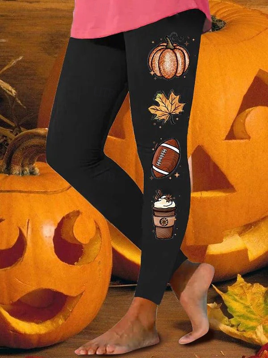 Dámské Legíny prázdniny Vinobraní Módní Po kotníky Vysoký pasPantsHalloween Grafika Dýně Potisk Yumuşak Prodyšné Elastické Formální Venkovní Dovolená rýžově bílá Oranžová Hnědá Jaro Podzim Zima Slim 2025 - $19.99 –P2