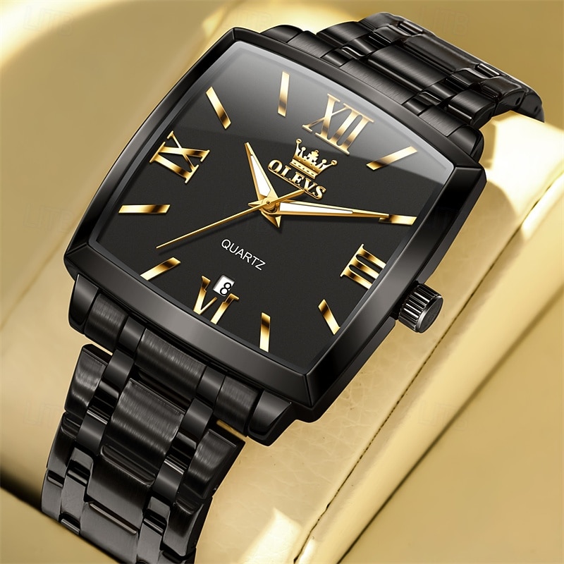 A new OLEVS square men's business watch with luminous calendar waterproof casual quartz watch fashionable and trendy men's sports wristwatch 2026 - $35.99 –P8