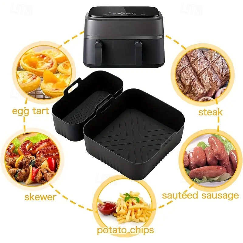 Lot de 2 plaques de cuisson réutilisables en silicone antiadhésives pour friteuse à air, compatibles avec les modèles Philips NA350-3000, avec surface antiadhésive, adaptées aux friteuses à air, aux de 2025 ? $15.49 –P6