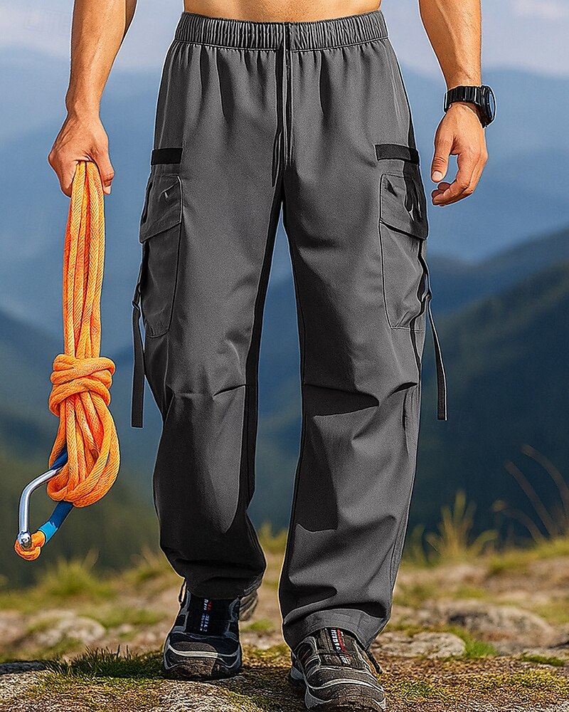 Men's Cargo Pants Waterproof pants Outdoor Regular Fit Waterproof Windproof Bottoms Pocket Elastic Waist Drawstring Black Army Green Camping / Hiking Running S M L XL 2025 - $19.99 –P4
