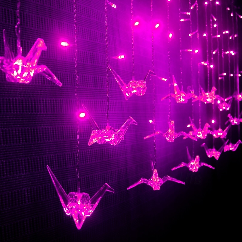 Luces de cadena de hadas 3.5M 96LED coloridas mil grullas de origami luces de cortina LED para boda decoración de habitación fiesta patio destellos luces de cadena de vacaciones enchufe EU US AU UK 2026 - $50.99 –P8